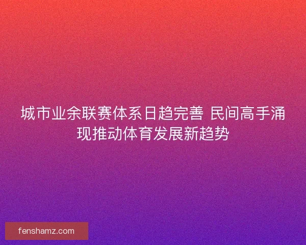 城市业余联赛体系日趋完善 民间高手涌现推动体育发展新趋势
