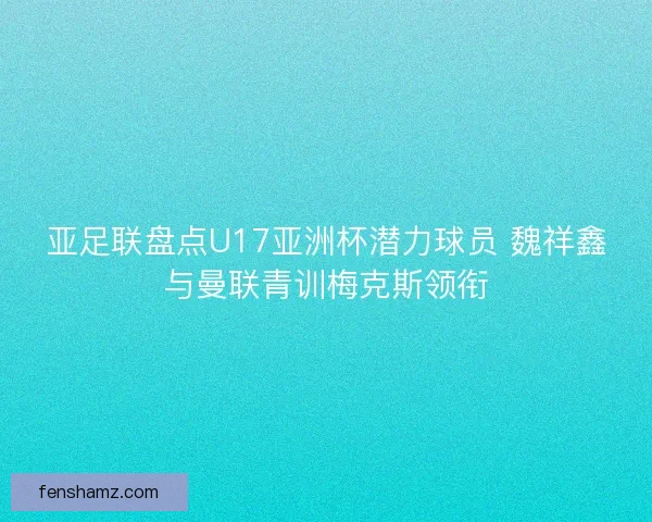 亚足联盘点U17亚洲杯潜力球员 魏祥鑫与曼联青训梅克斯领衔