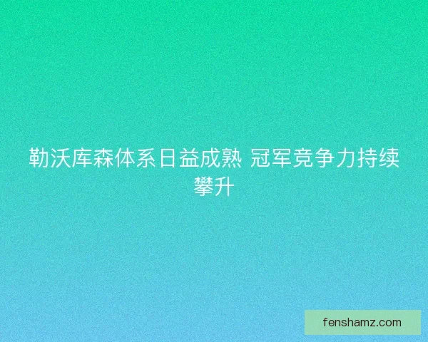 勒沃库森体系日益成熟 冠军竞争力持续攀升